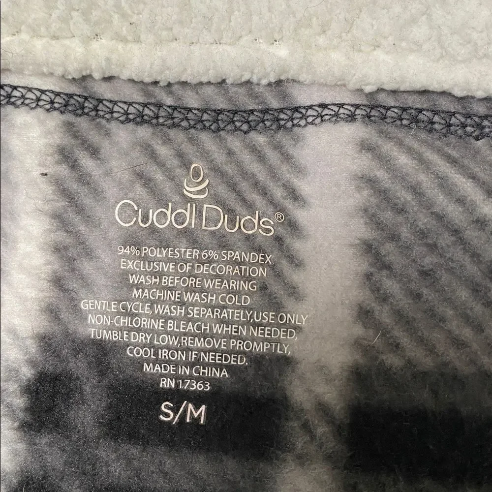 Cuddl Duds Plaid Sherpa Trim Cardigan Wrap S/M Buffalo Check Cozy Lounge Layer